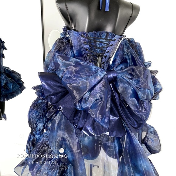 Designer Handmade Midnight Gothic Corset Gown - Picture 4 of 16